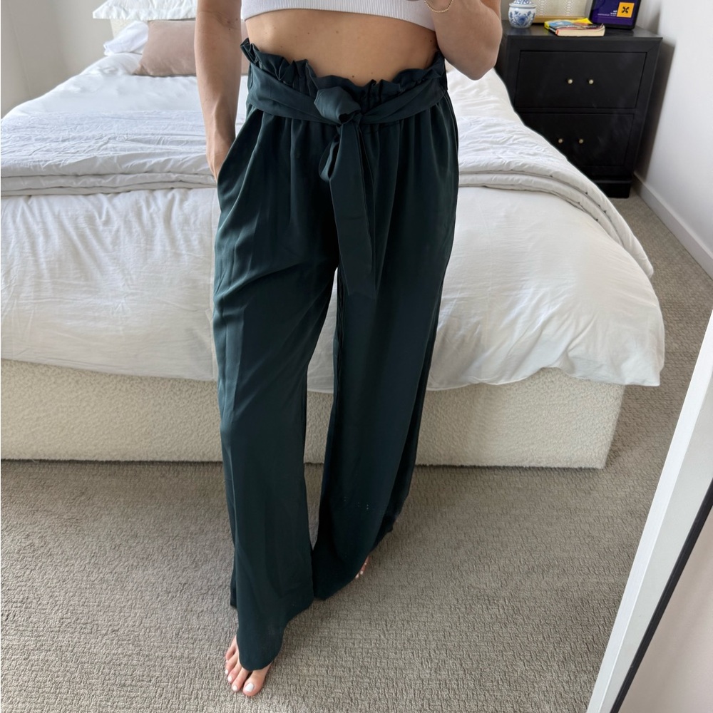 Dark Green Wide Leg Pants